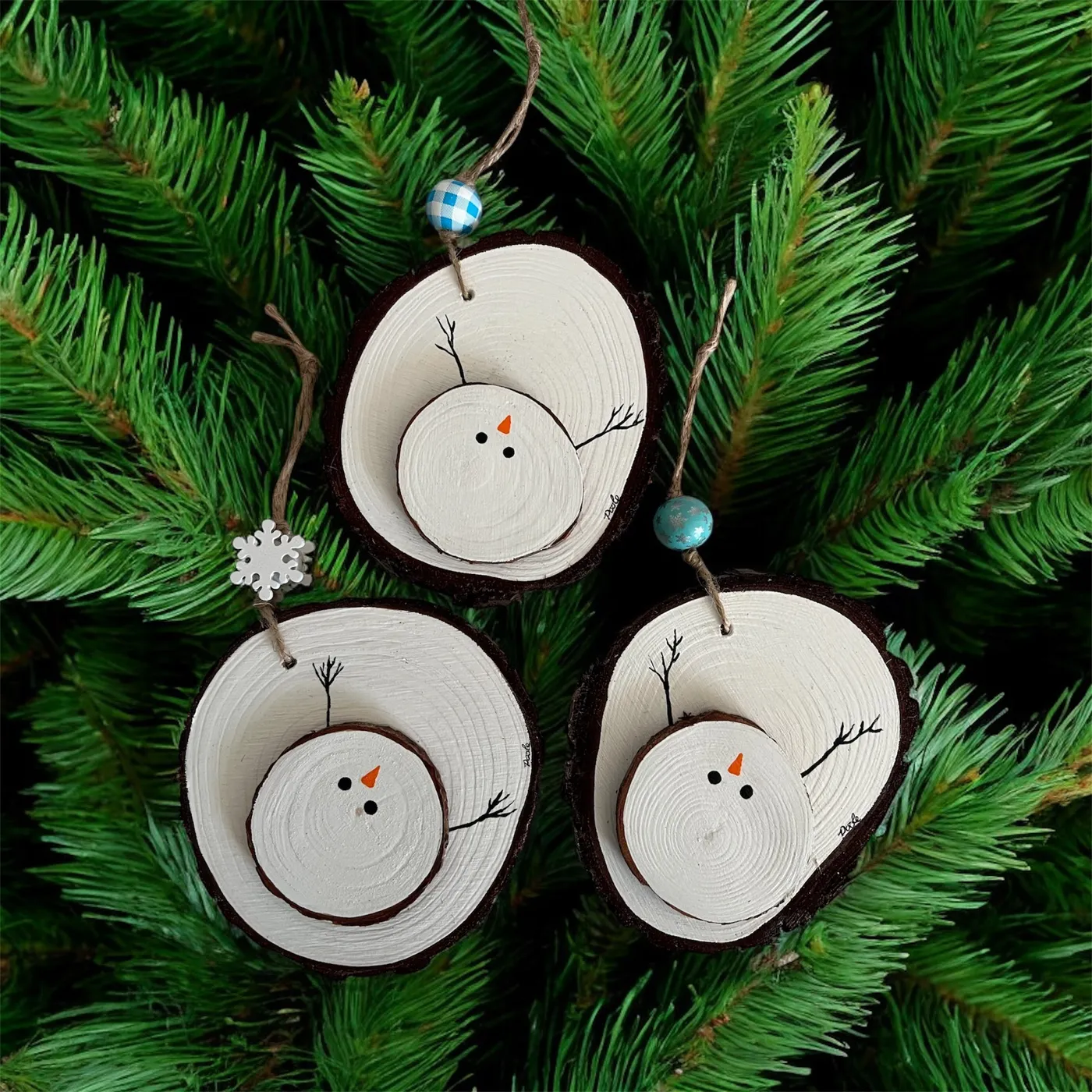 Hand Painted Melted Snowman Wood Slice Ornament – Poole of Paint LLC