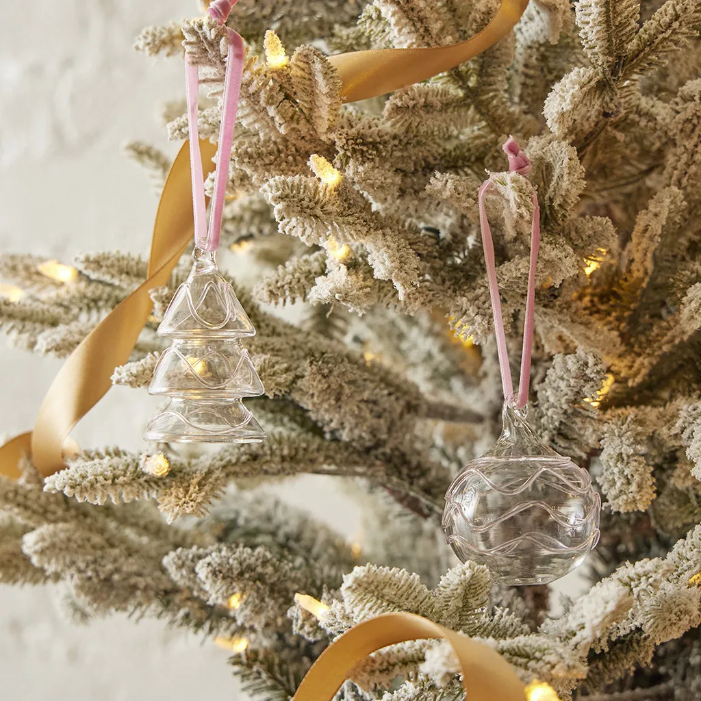 Handblown Pink Waves Glass Bauble Ornament