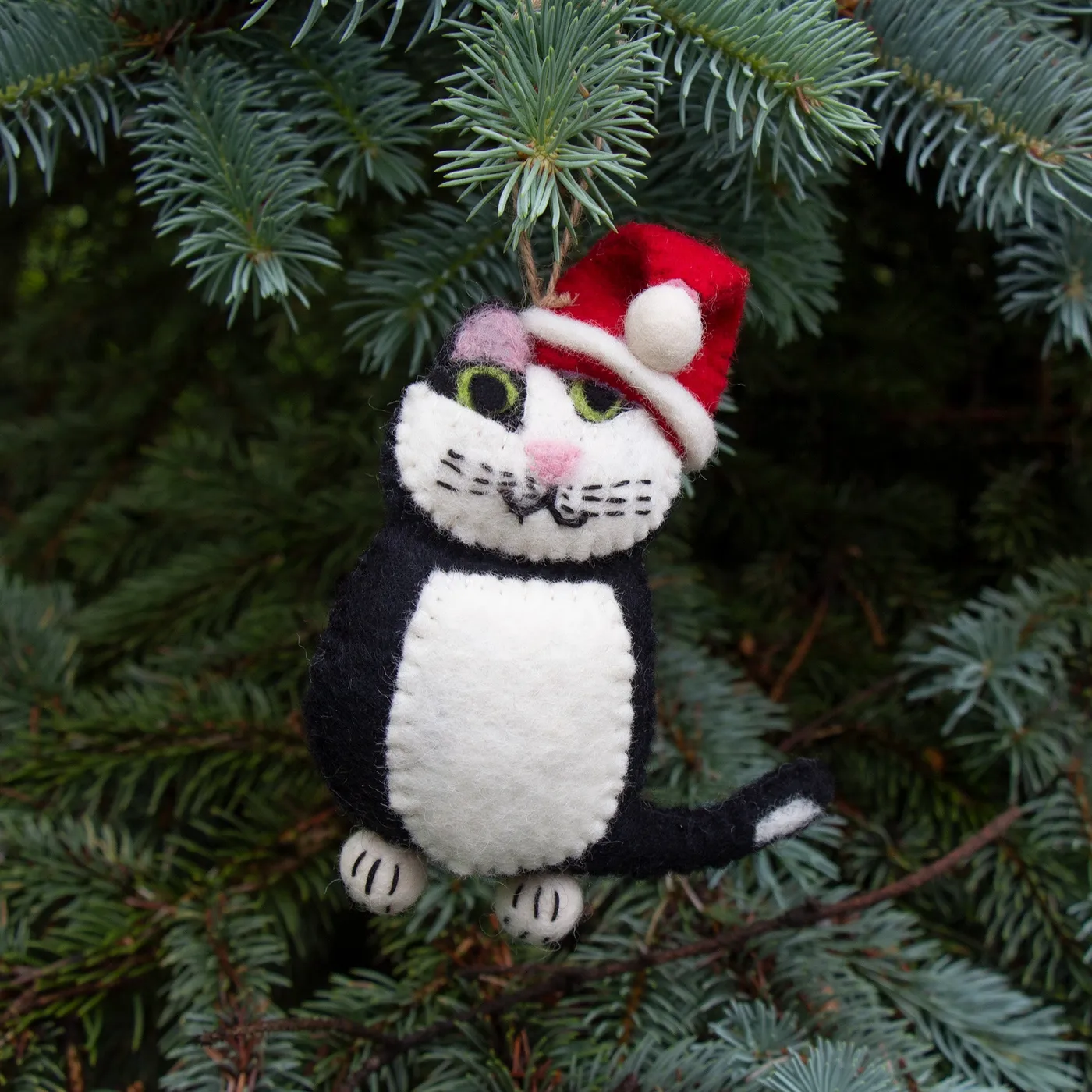 Handcrafted Felt Black and White Tabby Cat Felt Ornament - Gifts With  Humanity