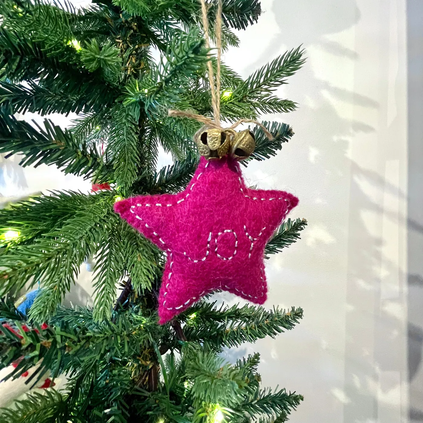 handcrafted felt joy ornament
