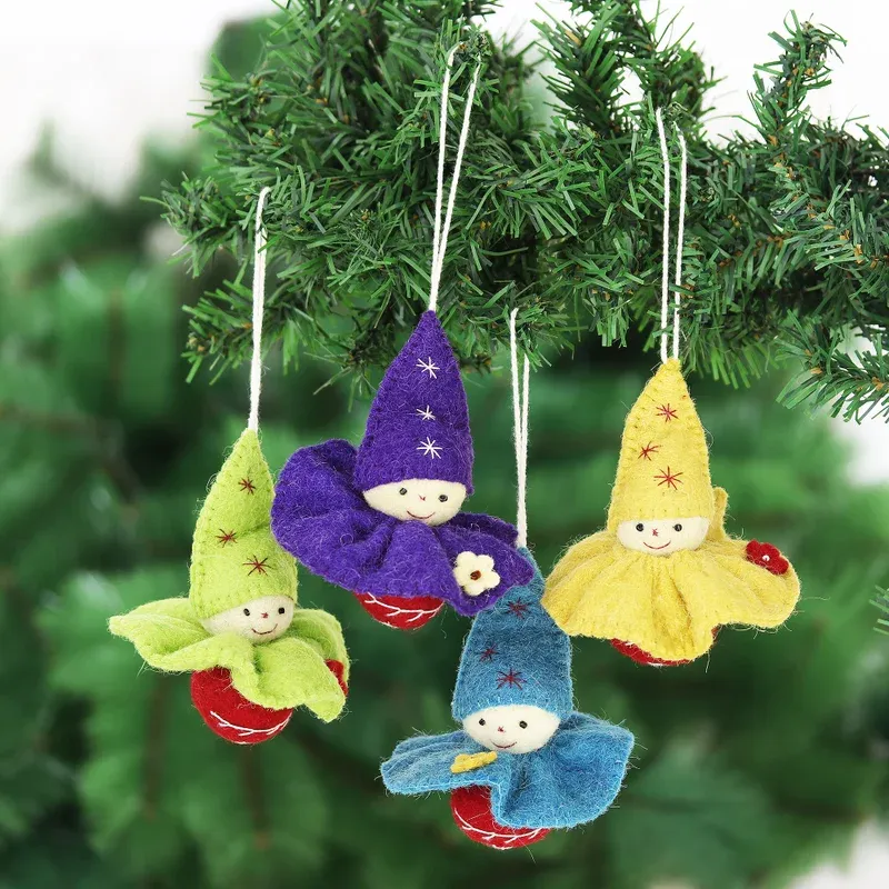 Handcrafted Wool Felt Cherub Ornaments Set of 4