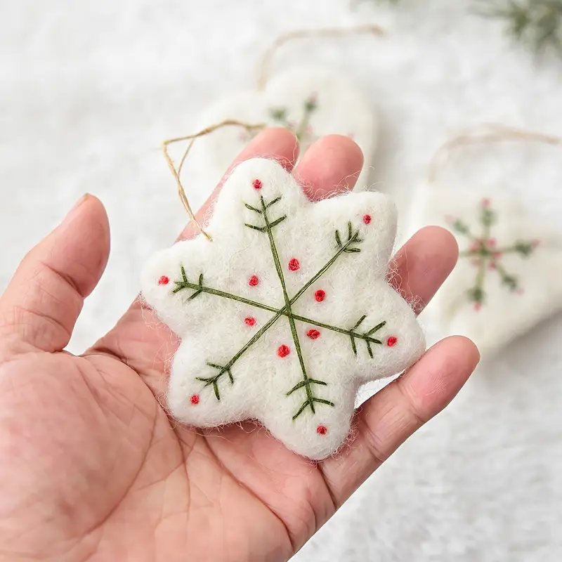 handmade fabric christmas felt ornaments snowflake - Temu