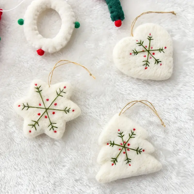 handmade fabric christmas felt ornaments snowflake - Temu