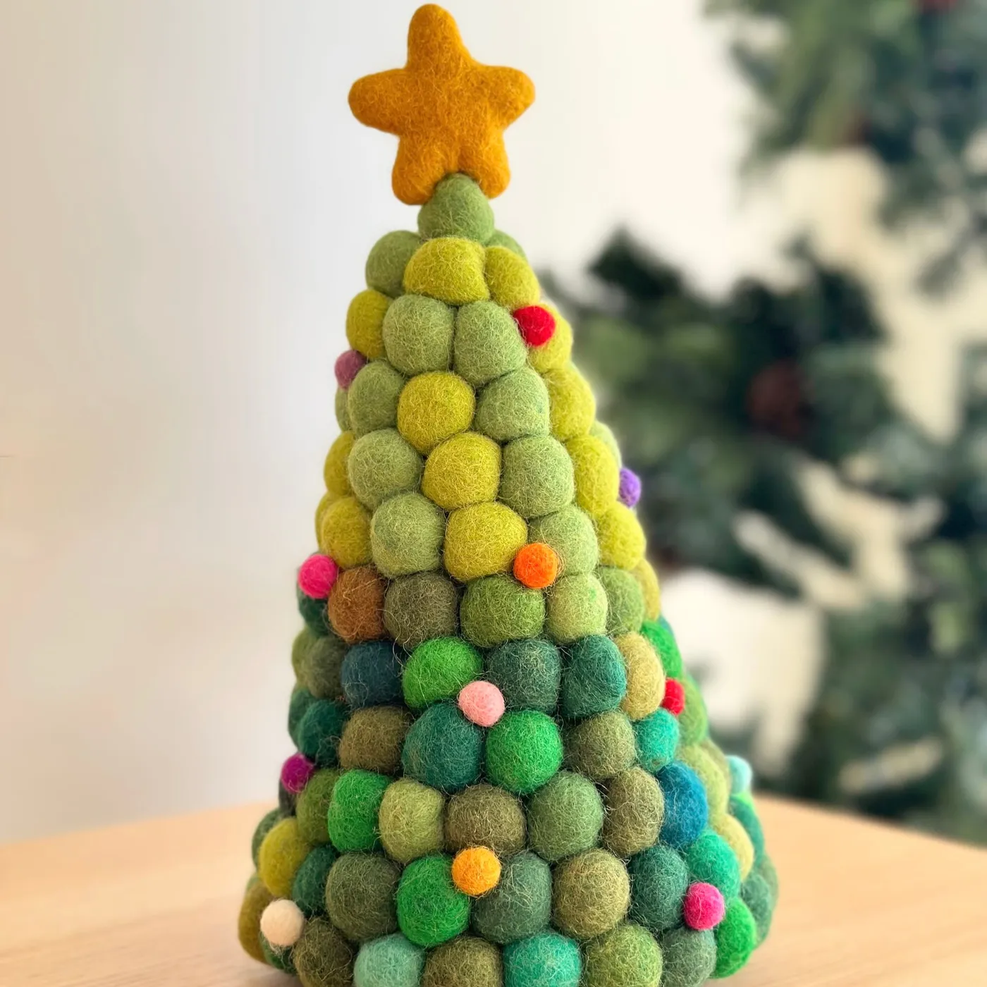 Handmade Felt Ball Christmas Tree Table Display - Ganapati Crafts Co.