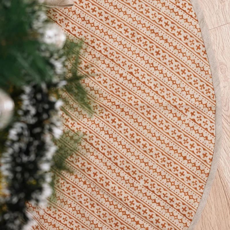Handmade Pure Linen Bornze Brown Mini Floral Doji Christmas Treeskirts –  Fabdivine