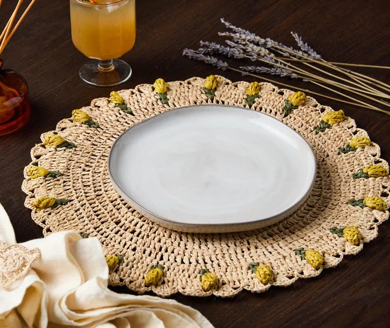 Handmade Tulip Placemat – Raffia Crochet Floral Table Mat – Spring & E –  Payton James