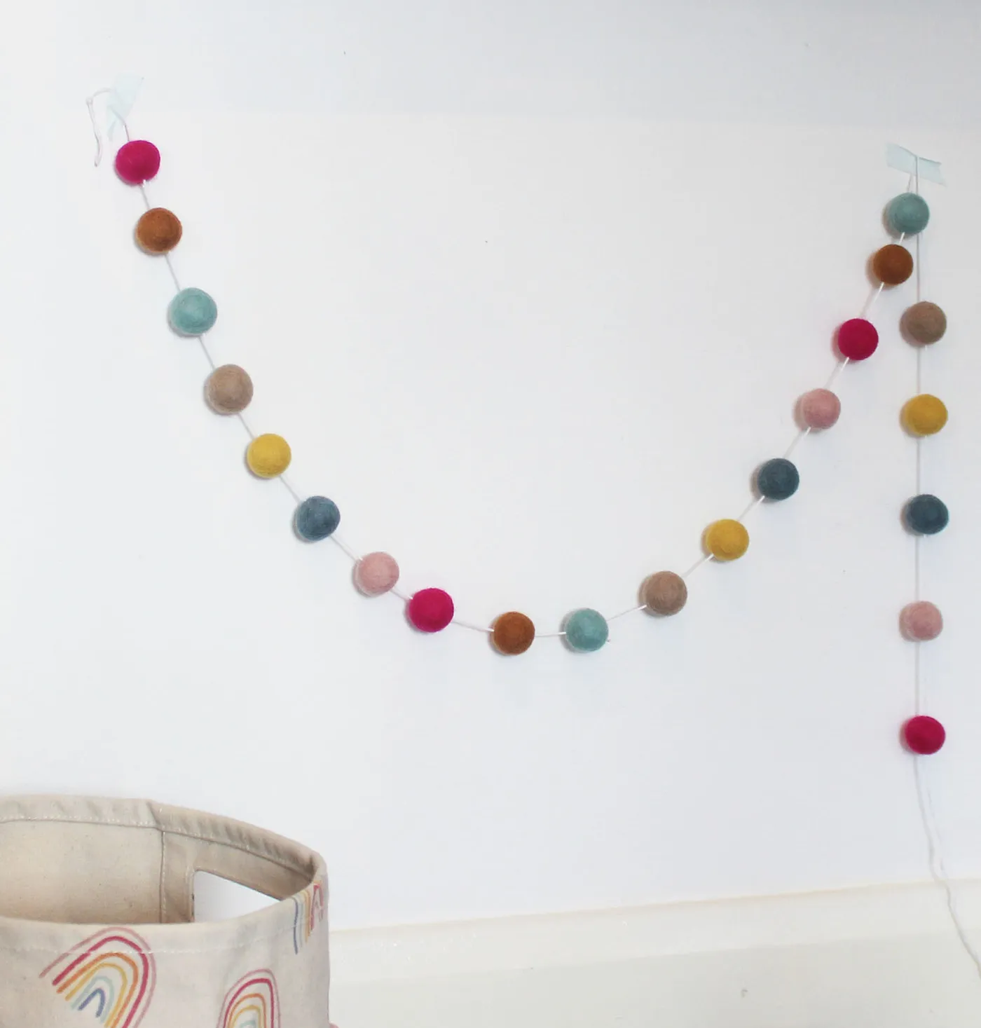 Happy Days Rainbow Pom-pom Garland - MK Kids Interiors - Award Winning Interior Design Studio