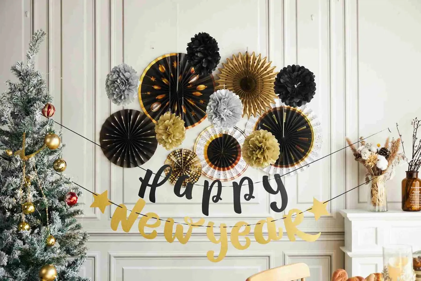 Happy New New Year's Gold Party Decorations 147 Pcs Happy New Year Eve  Party Decorations By Shine Party