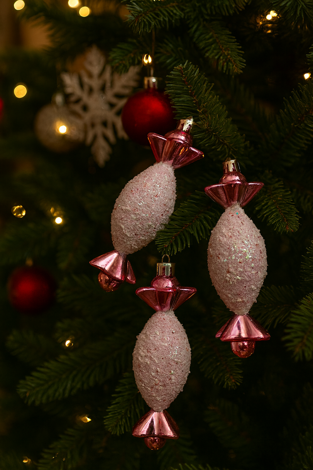 Holiday Blush 12cm Hanging Décor - 6pc/pkg - Home Land Furnishings