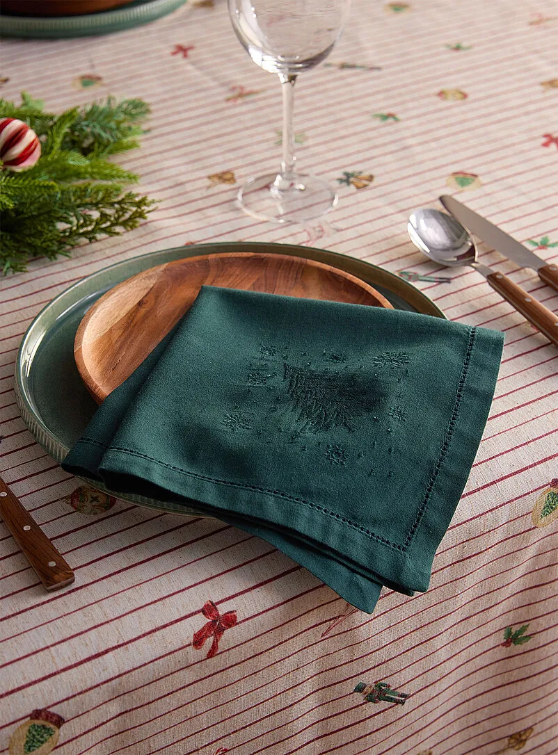 Holiday embroidery napkin Christmas Collection | Simons Maison | Cloth Table Napkins | Dining Room Items | Simons