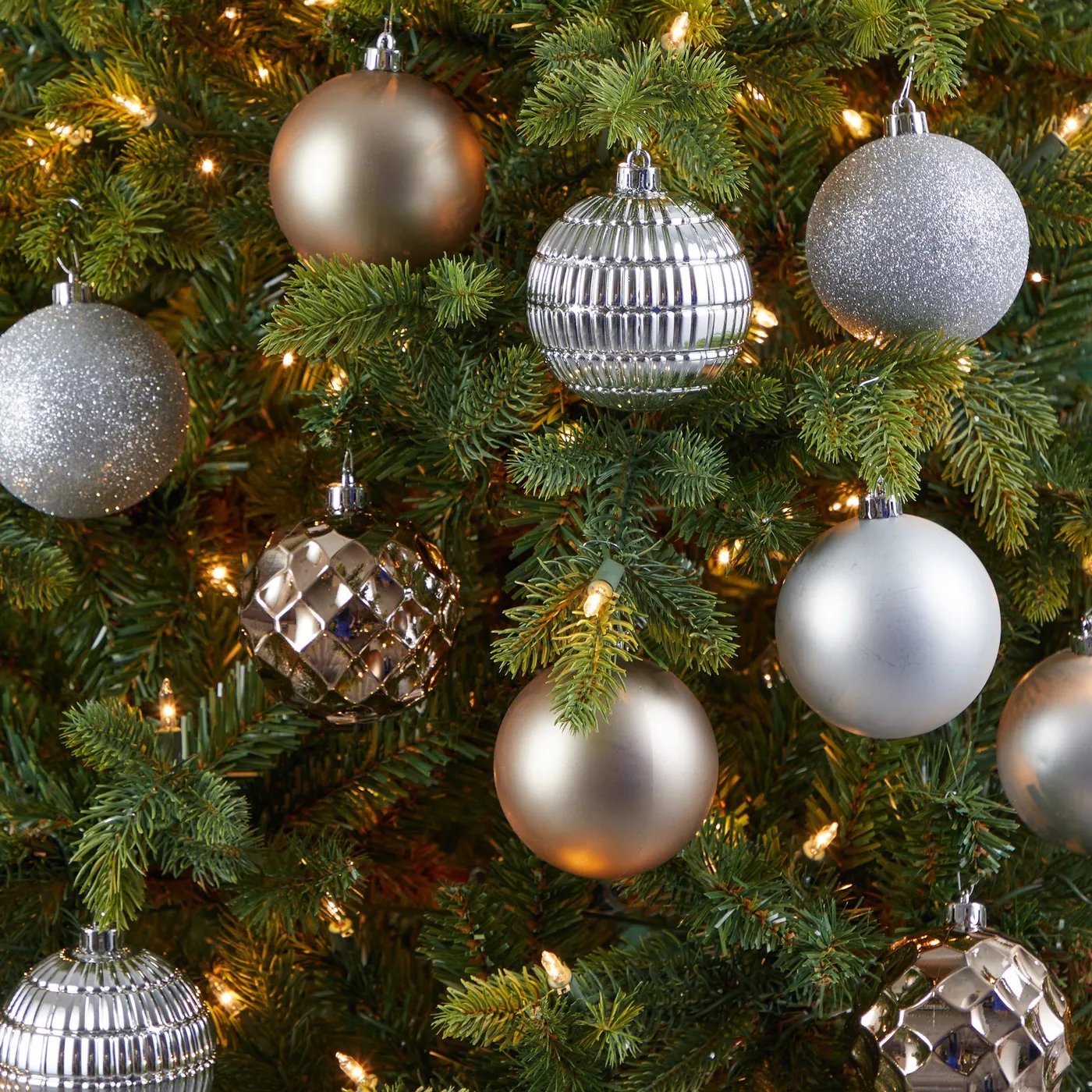 Holiday Shatterproof, 40 Count Christmas Tree Ornament Box Set, 80mm with Re-Useable Box Gold