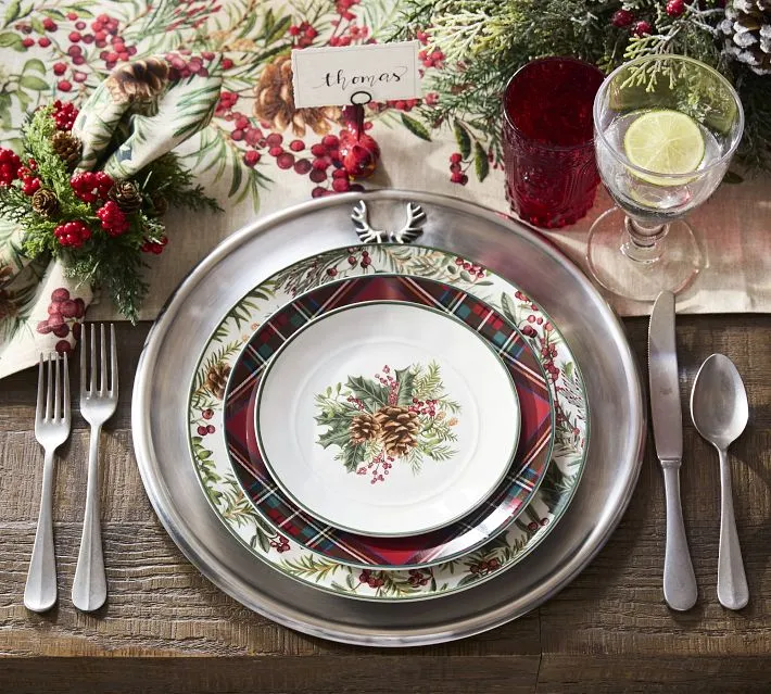 Holly Berry Stoneware Appetizer Plates - Set of 8 | Pottery Barn Pottery  Barn Christmas in the