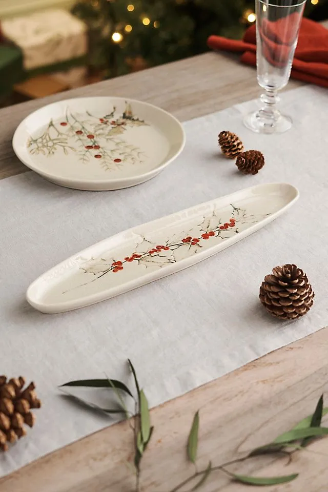 Holly Debossed Ceramic Serving Tray | Terrain