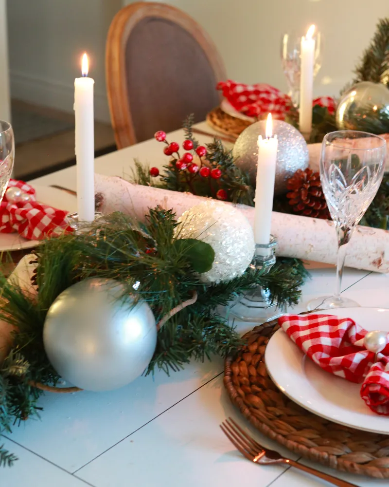 How To Decorate Birch Logs On A Christmas Table - Life of Alley
