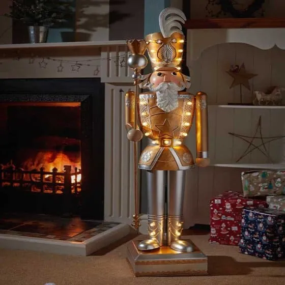 Inlit Giant Nutcracker H1.2m White and Gold - Allens
