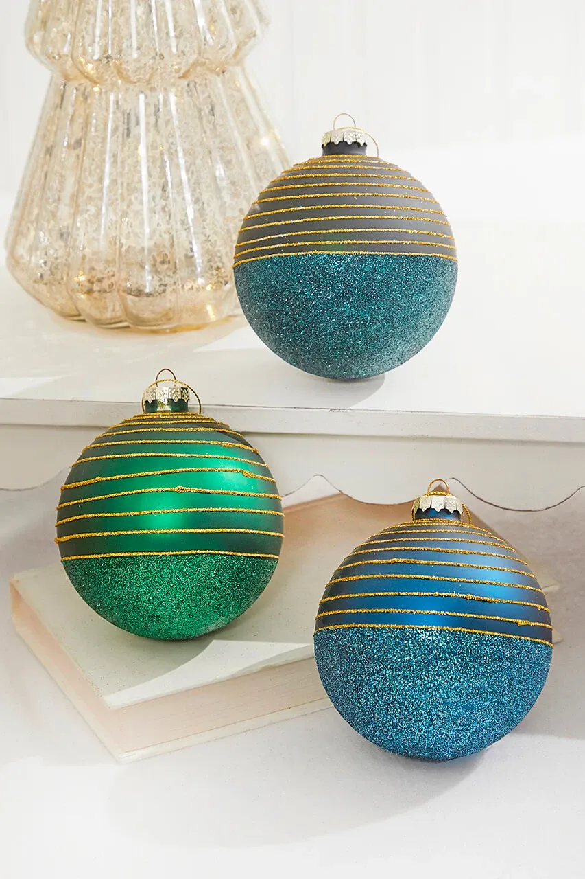 Jewel-Toned Shimmer Ornaments by Sullivans Home Decor