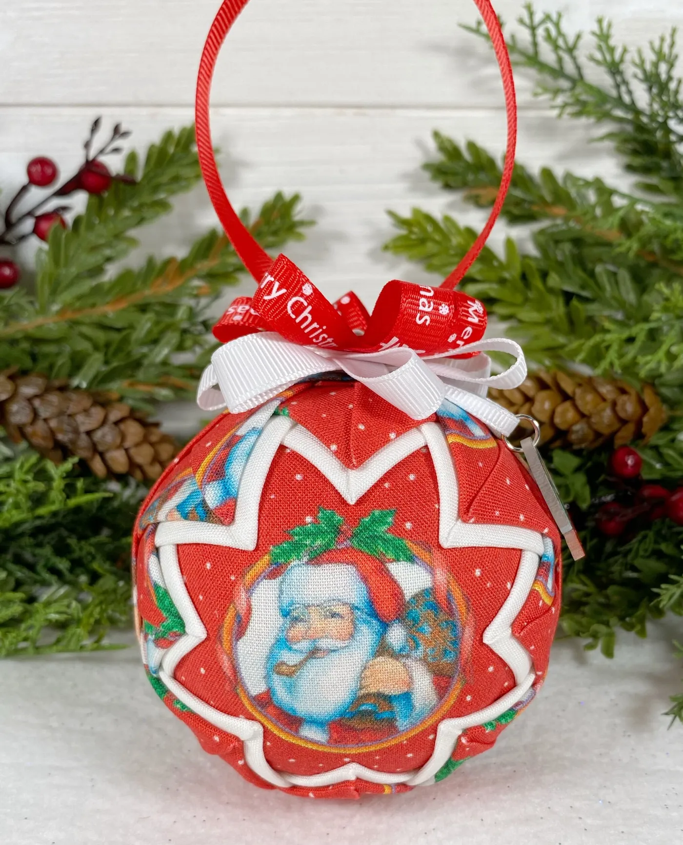 Jolly Santa quilted Christmas Ornament — The Ornament Boutique
