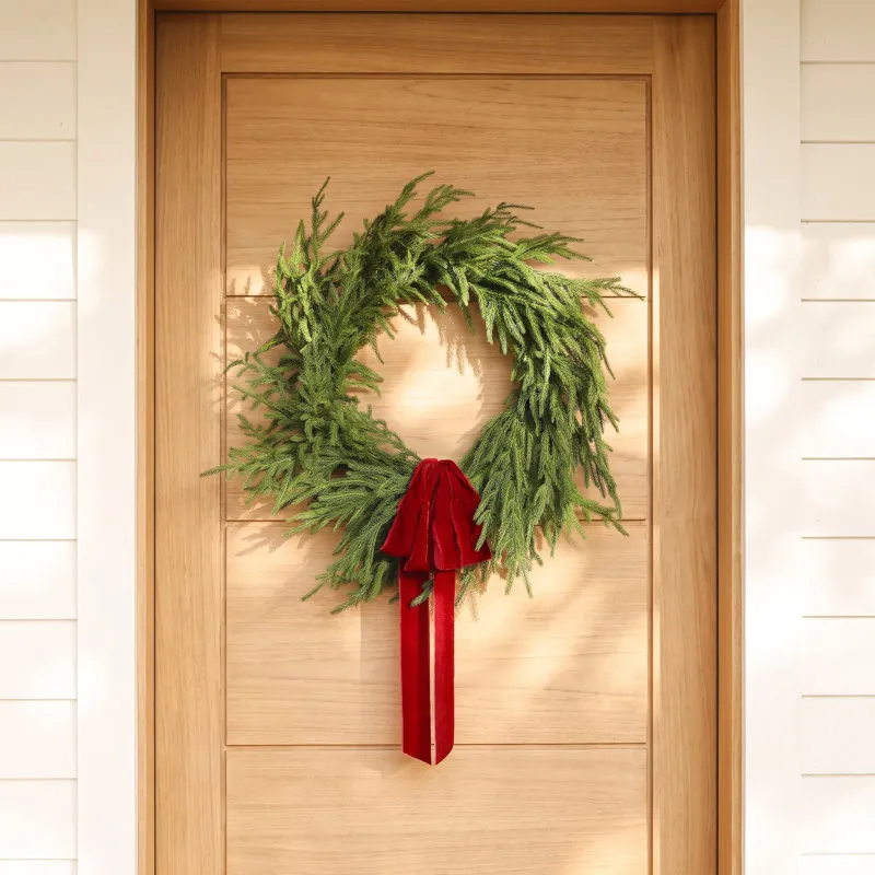 Joss & Main Norfolk Collection - Real Touch Norfolk Pine Front Door Christmas Holiday Winter Wreath - 2 Size Options Available & Reviews | AllModern