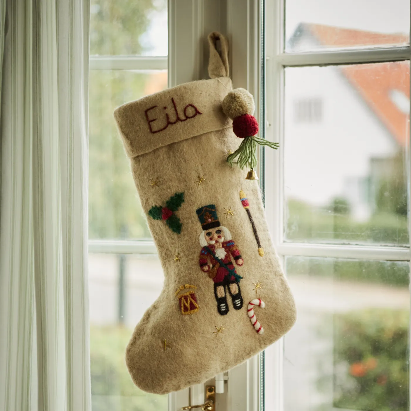 Joy Stocking | Wool Cream | Personalized Nutcracker Stocking - Cream | Age One Size Christmas | Shirley Bredal