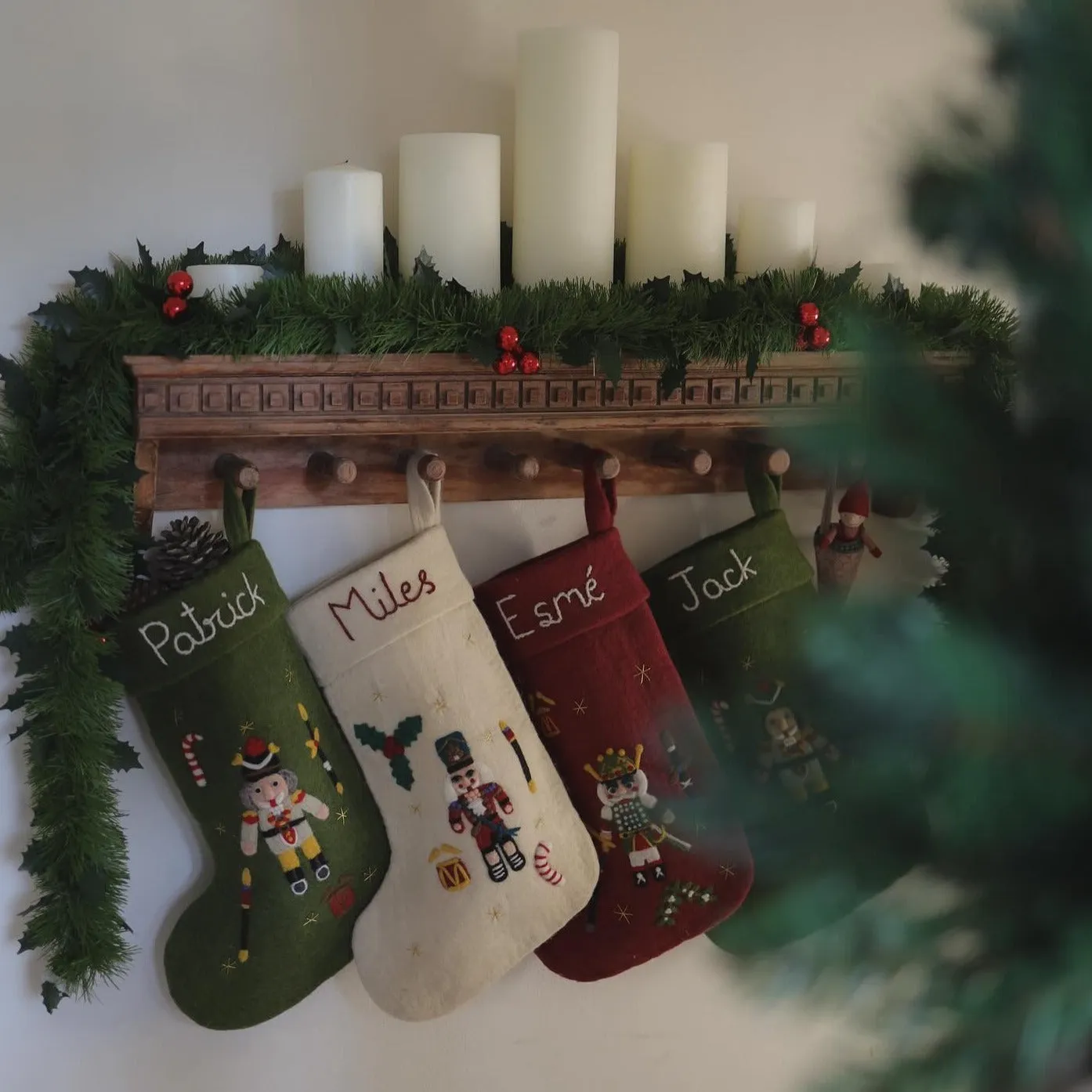 Joy Stocking | Wool Cream | Personalized Nutcracker Stocking - Cream | Age One Size Christmas | Shirley Bredal
