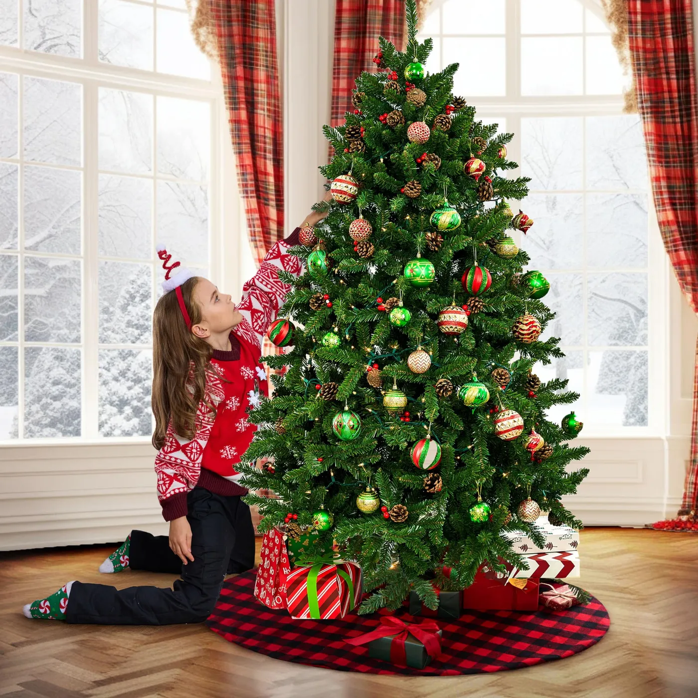 Joyfy Christmas Tree Skirt 48 Inch, Large Red Black Nigeria | Ubuy
