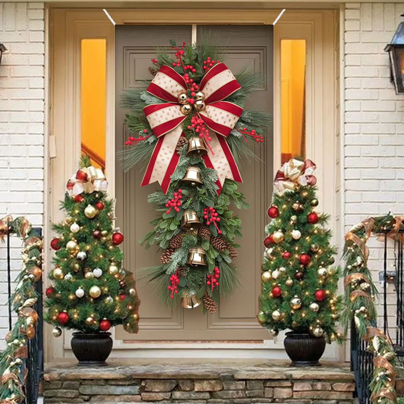 Kdkad Christmas Door Cover 35x71 Inch Polyester Holiday Door Xmas Decoration for Indoor Outdoor, Christmas Party Festival Home Front Door Cover Decor - Walmart.com