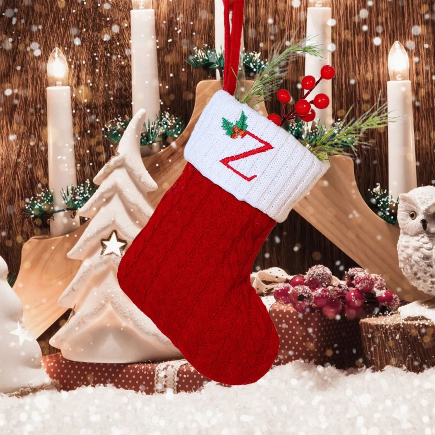 Knitted Christmas Letter Stocking Socks Embroidered Initial Holiday Hangers  for Fireplace Mantel Decor, DIY Family Gift Holders - Walmart.ca