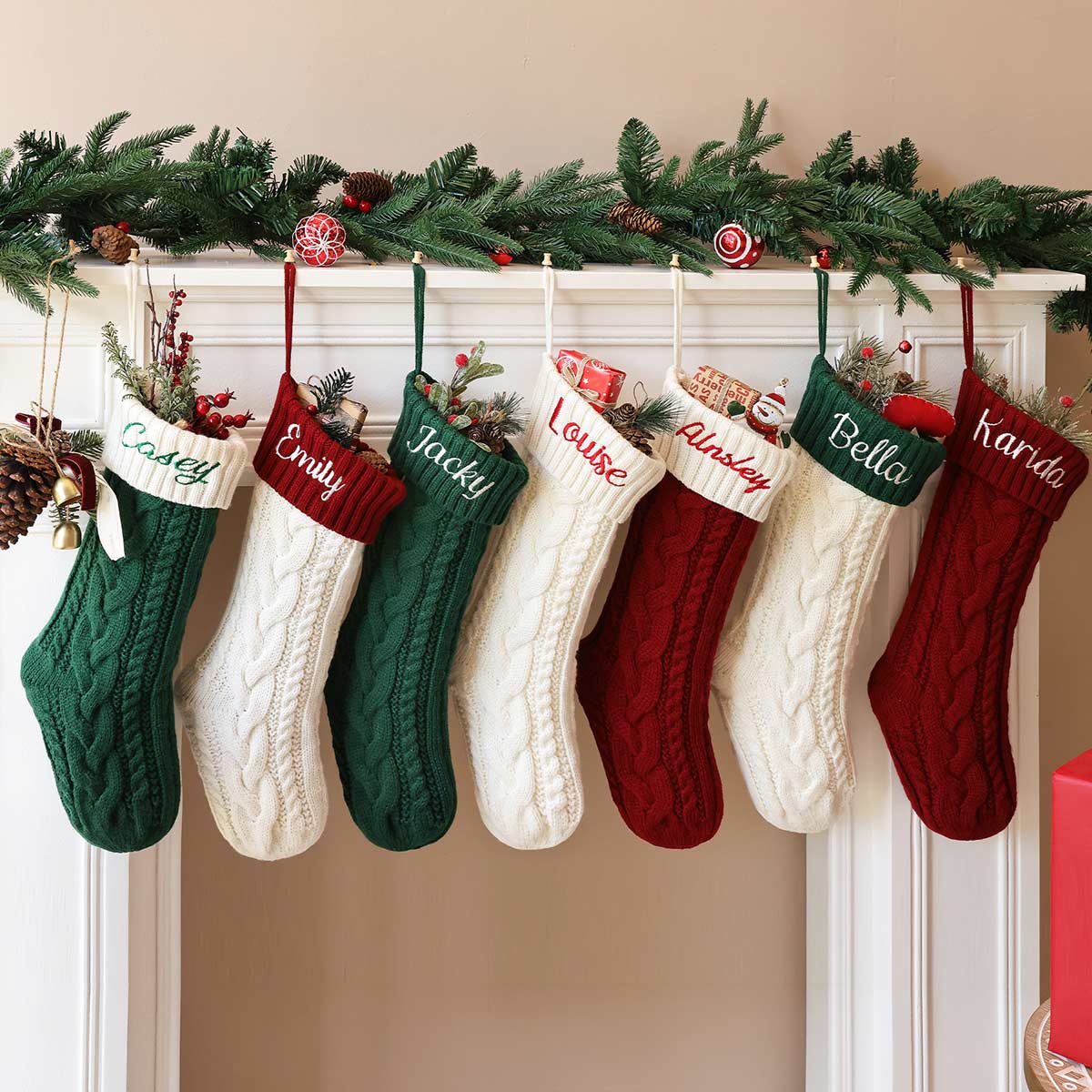 Knitted Christmas Stockings Personalized Christmas Stockings with Name –  Ugiftcorner