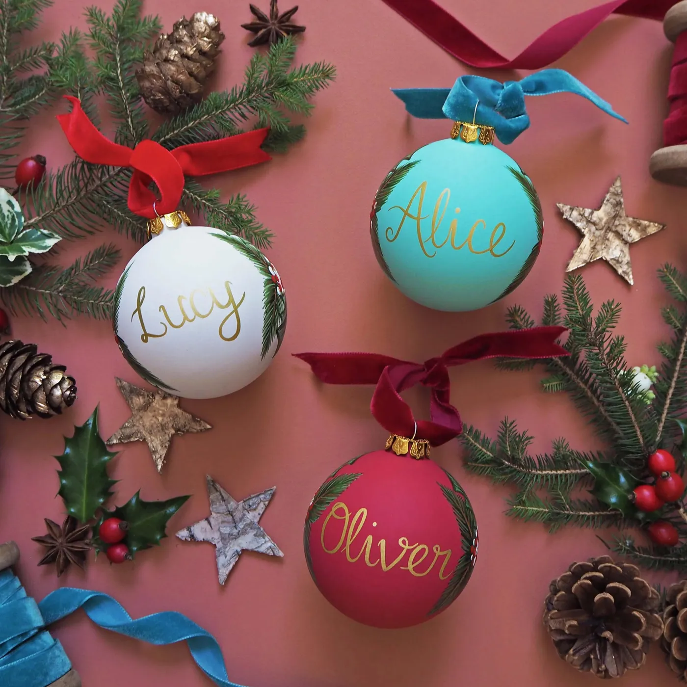 Large Festive Personalised ceramic bauble – Hello Marilu