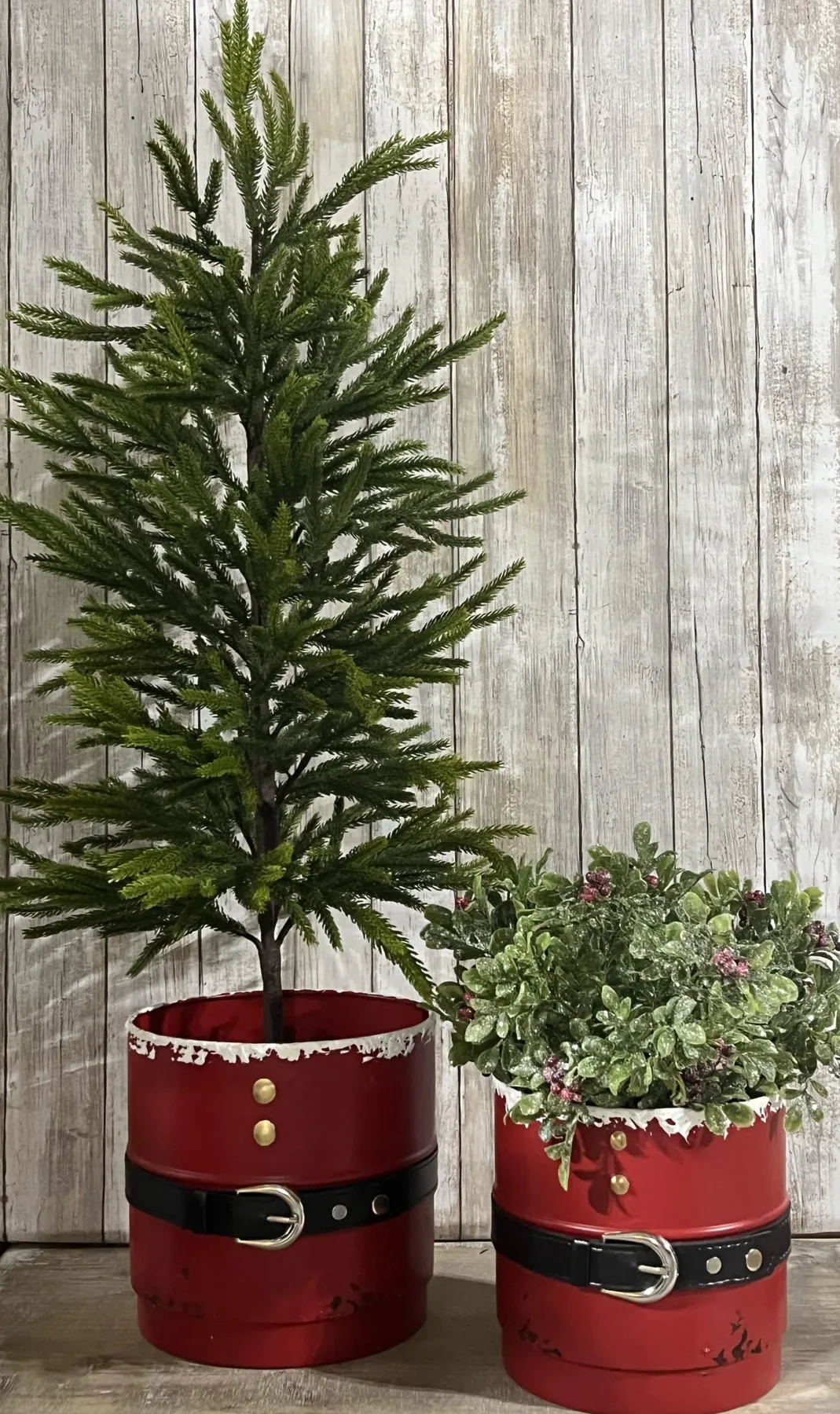 Large Metal Santa Planters Set of 2 - The Crafty Decorator