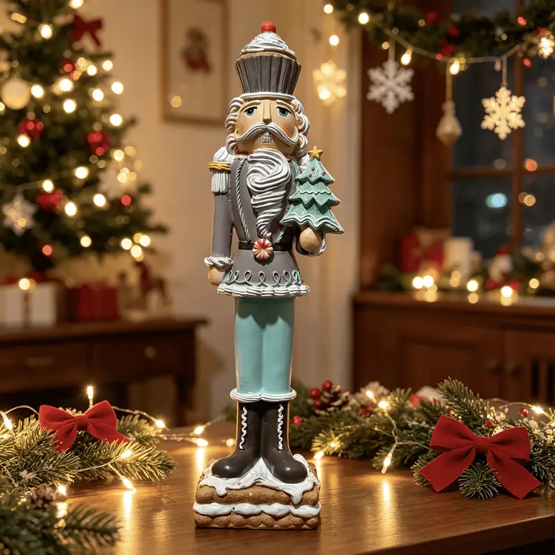 Large Nutcracker Resin Decor * Christmas * Ideal Gift. * Decor for Festive  Atmosphere, Fits Bedroom, Living Room, Study, Hallway. Cupcake-Topped,  Holds Xmas Tree, Stands on Cream