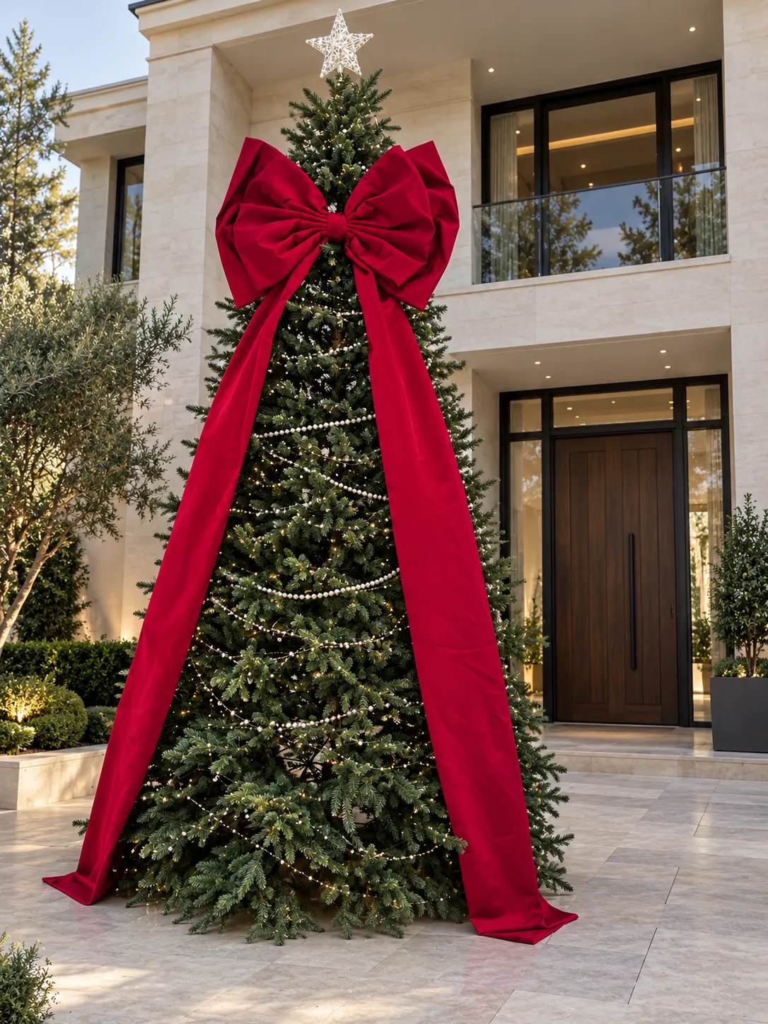Large Red Christmas Bow with Long Tails – Statement Tree Decoration –  Soriell