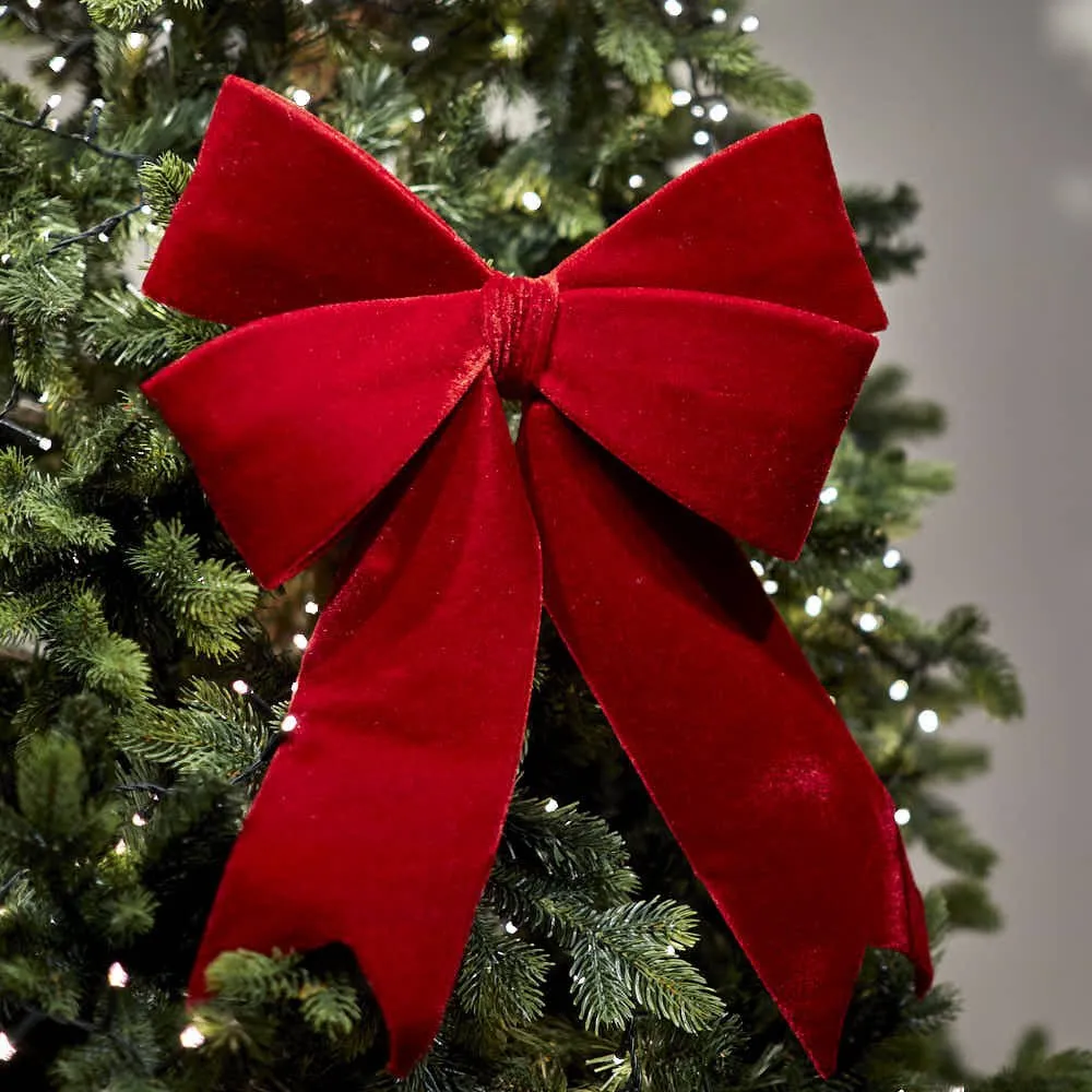Large Red Velvet Wired Bow – Quality Christmas Decoration – Angela Reed