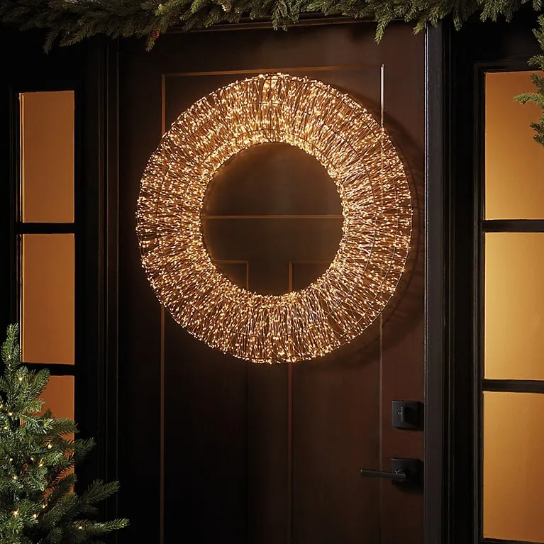LED Deluxe Holiday Wreath with Thousands of White Lights & Outdoor Safe Design