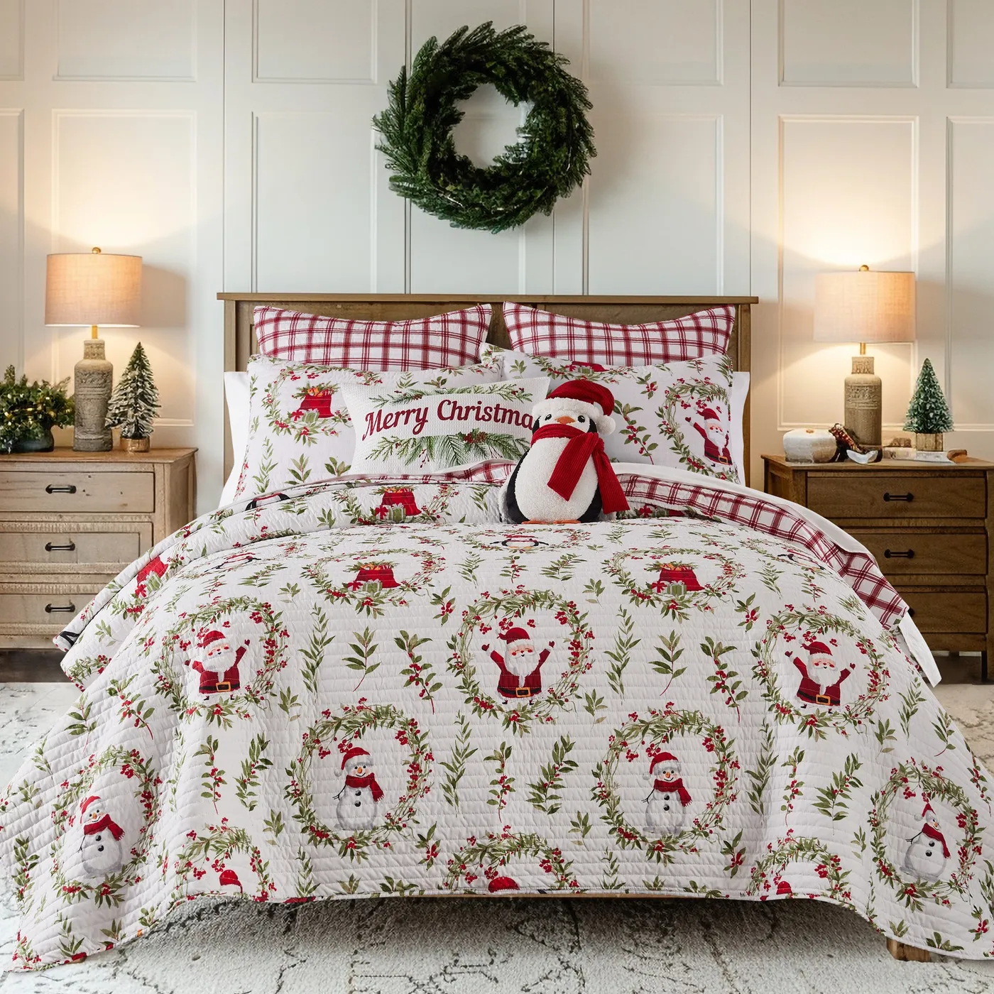 Levtex Home Pine & Plaid Printed Merry Christmas Pillow 12x20