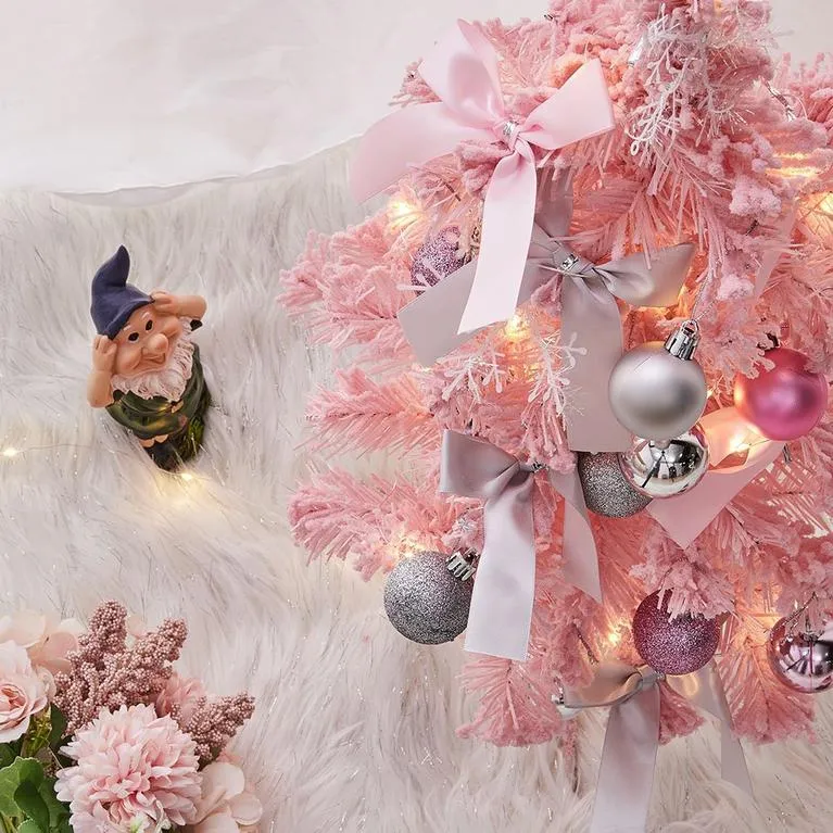 LIFE IDEAS | 60cm Pink Flocked Christmas Tree Set | Sports Direct