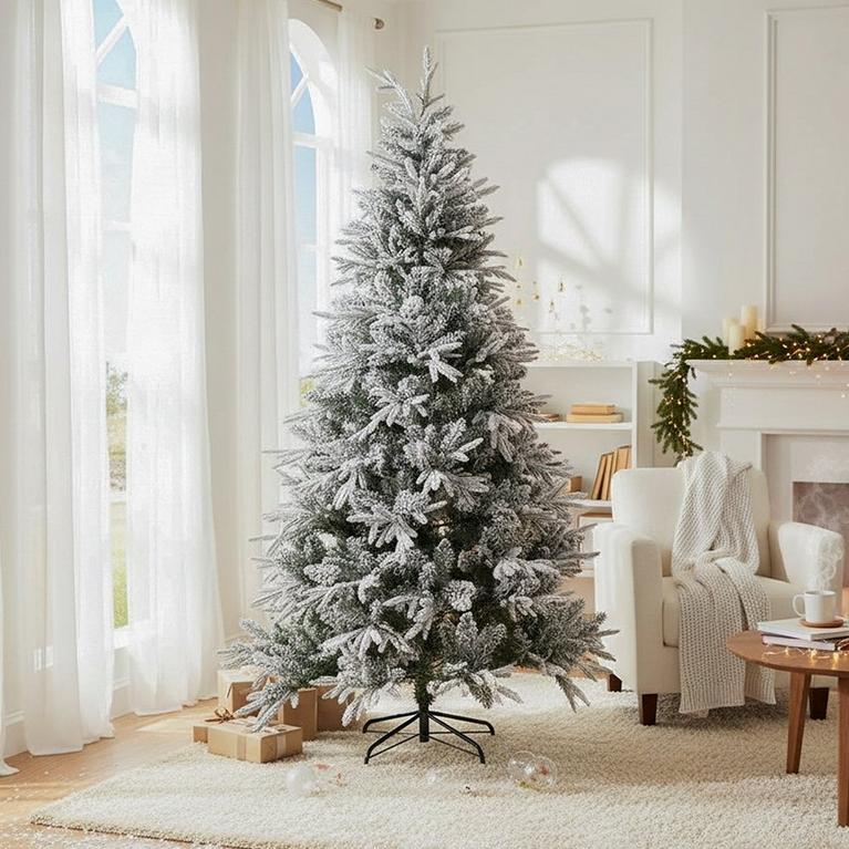 LIFE IDEAS | Flocked PE Christmas Tree with X-Frame Stand | Sports Direct