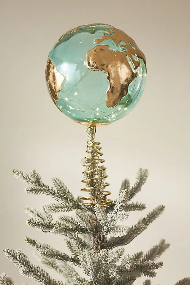 Light-Up Globe Glass Tree Topper | AnthroHome