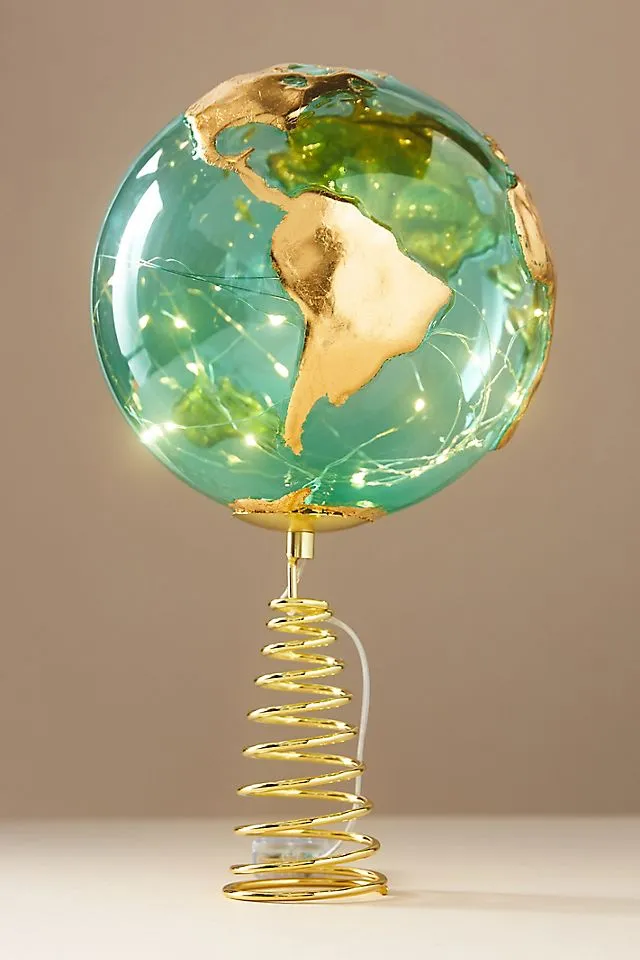 Light-Up Globe Glass Tree Topper | AnthroHome