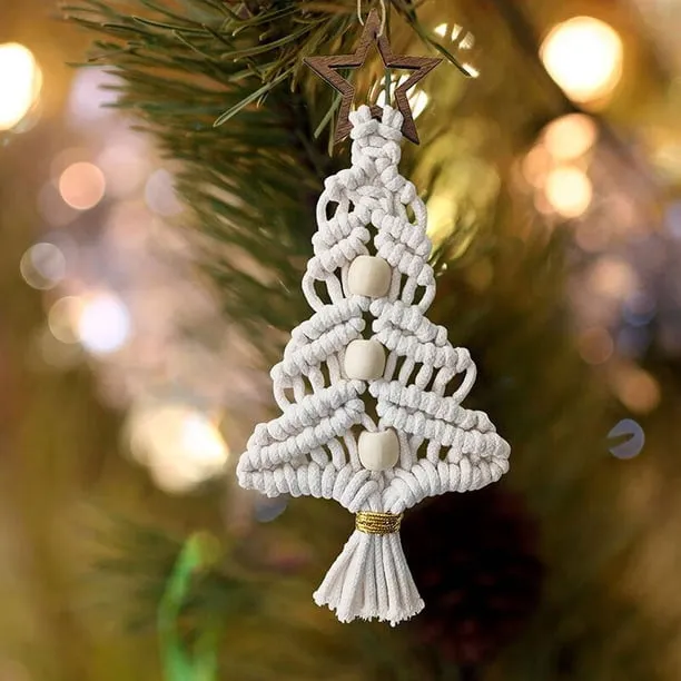 Macrame Christmas Tree Ornaments Supplies Mini Handmade Cotton Woven  Decoration - Walmart.ca