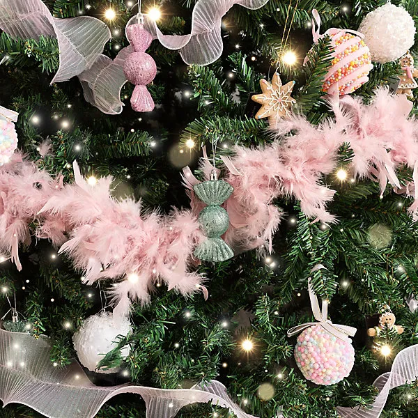 Melody Maison Large Pale Pink Feather Boa Christmas Garland - 182cm