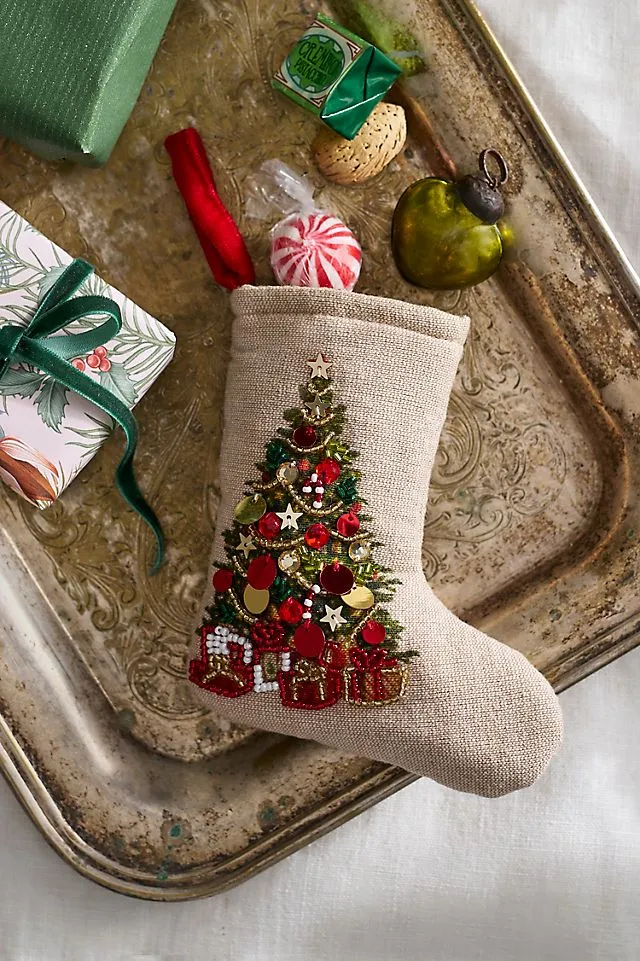Mini Beaded Tree Cotton Stocking | Terrain