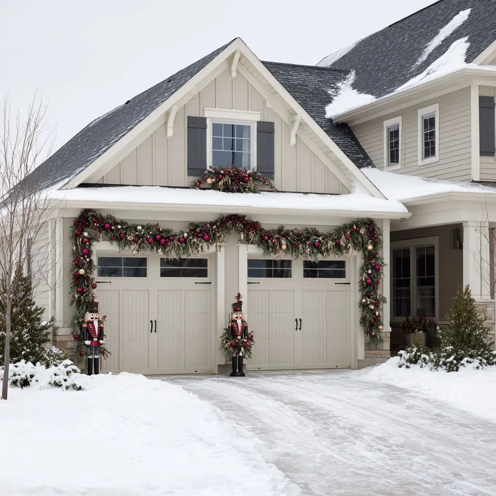 Modern Christmas Garage Door Ideas with Sculptural Style