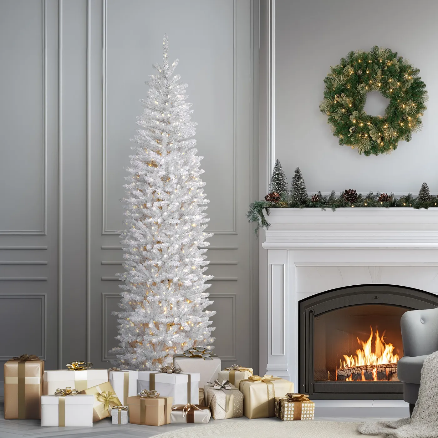 Modern Flocked Pencil Christmas Tree Flocked Christmas Tree Under $100 — Stacy Graves Interiors