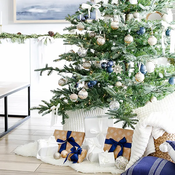 Modern, Simple Blue and Sage Christmas Home Tour