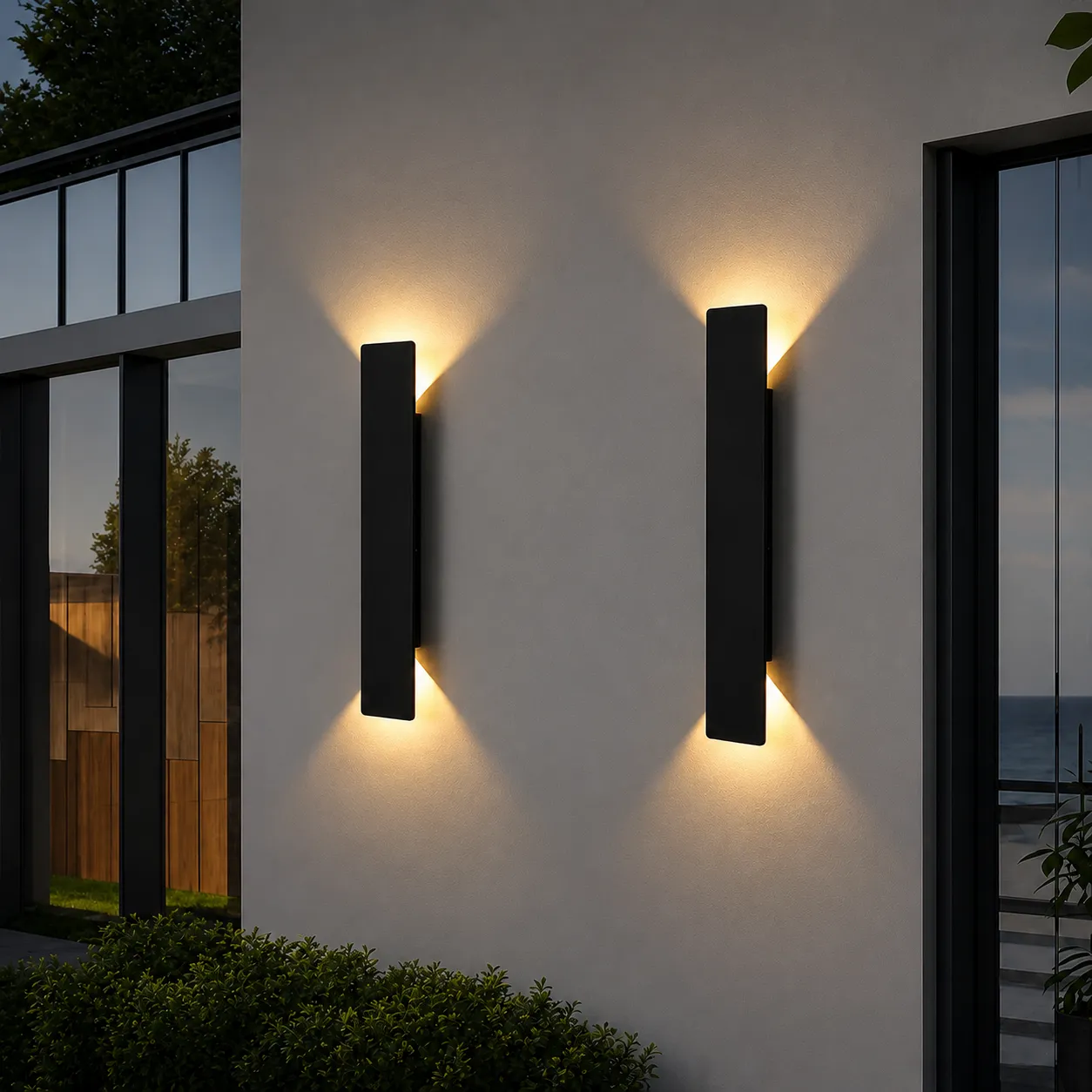 Modern Vertical LED Outdoor Wall Sconce - Single / Warm Light