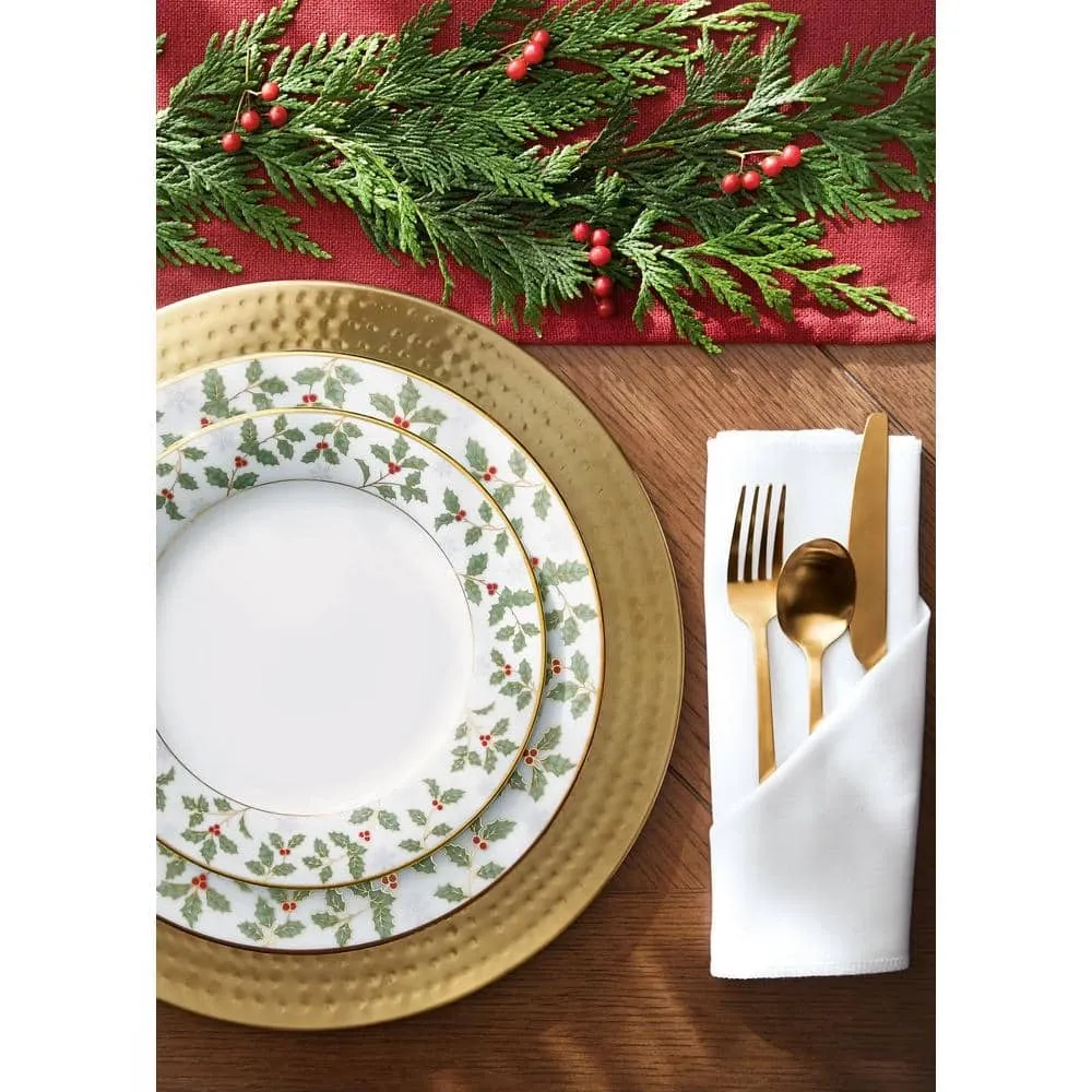 Most popular of the year Holly and Berry Gold White Porcelain 12-Piece  Dinnerware set (Service for 4) by Noritake