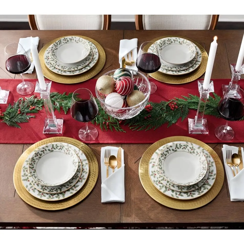 Most popular of the year Holly and Berry Gold White Porcelain 12-Piece  Dinnerware set (Service for 4) by Noritake