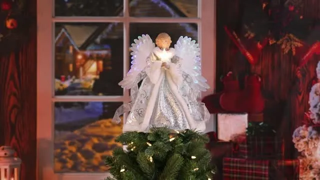 Mr. Christmas LED White Animated Fiber Optic Angel Tree Topper 12 in. -  49360AC - Video