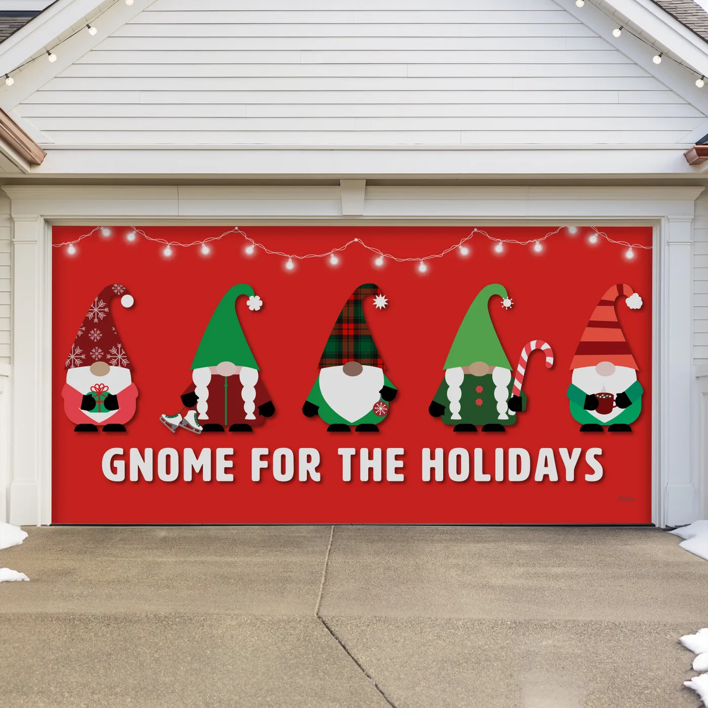 My Door Decor - 7' x 16' Gnome Christmas Double Garage Door Banner - Festive Outdoor Décor